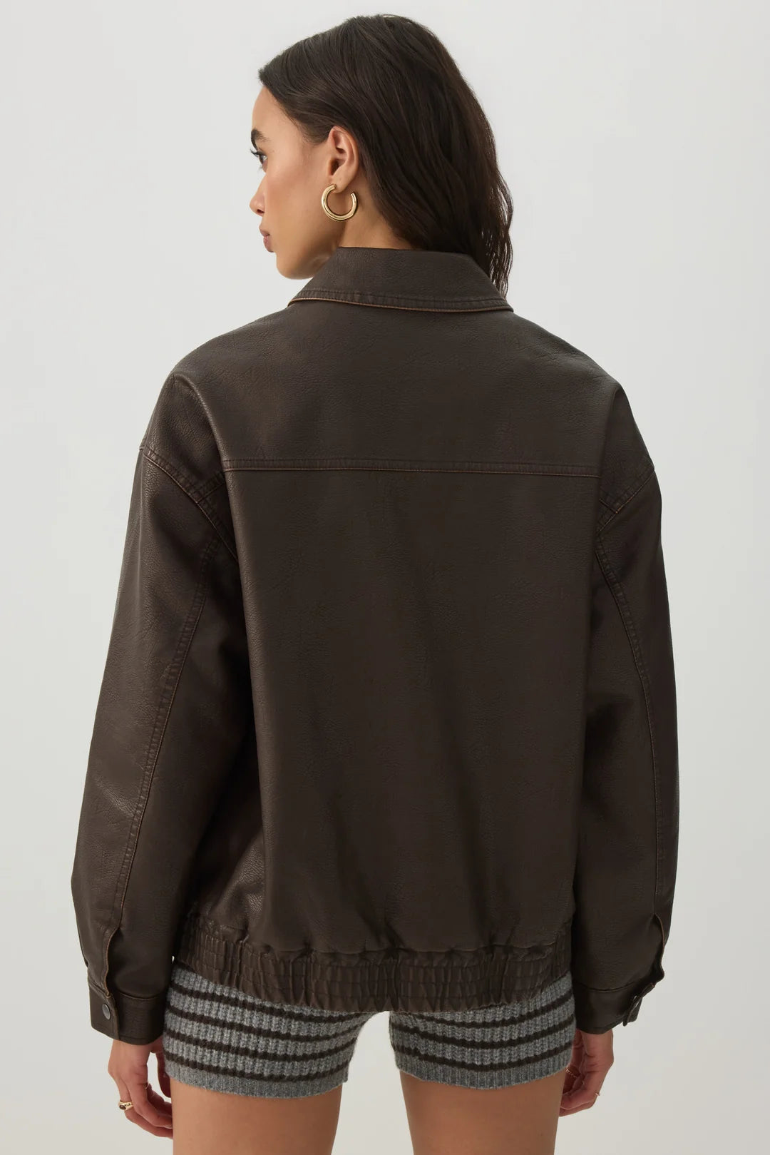 Giacca Oversize in Ecopelle Effetto Lavato