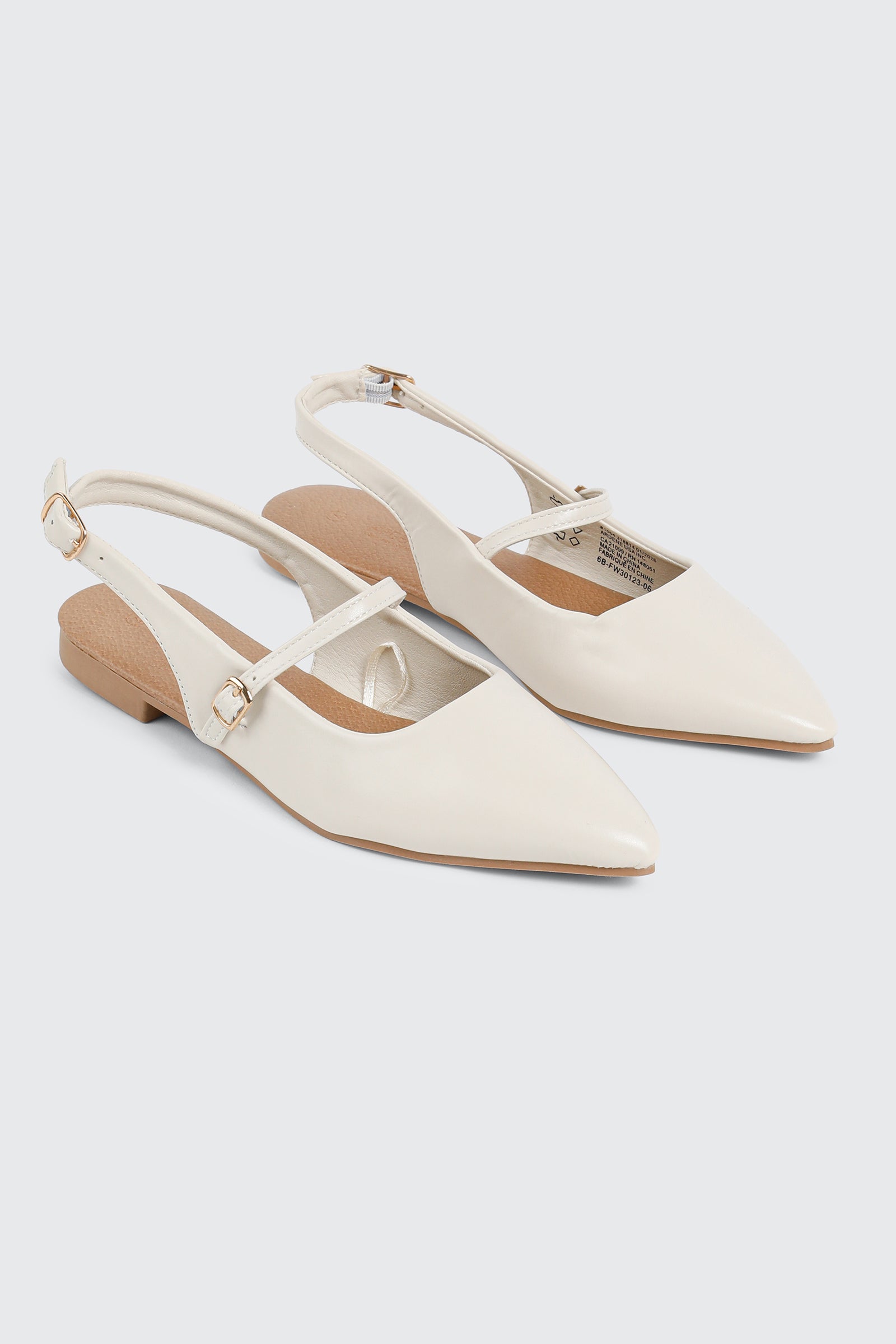 Pontella Ballerina Slingback a Punta - Bianco Sporco