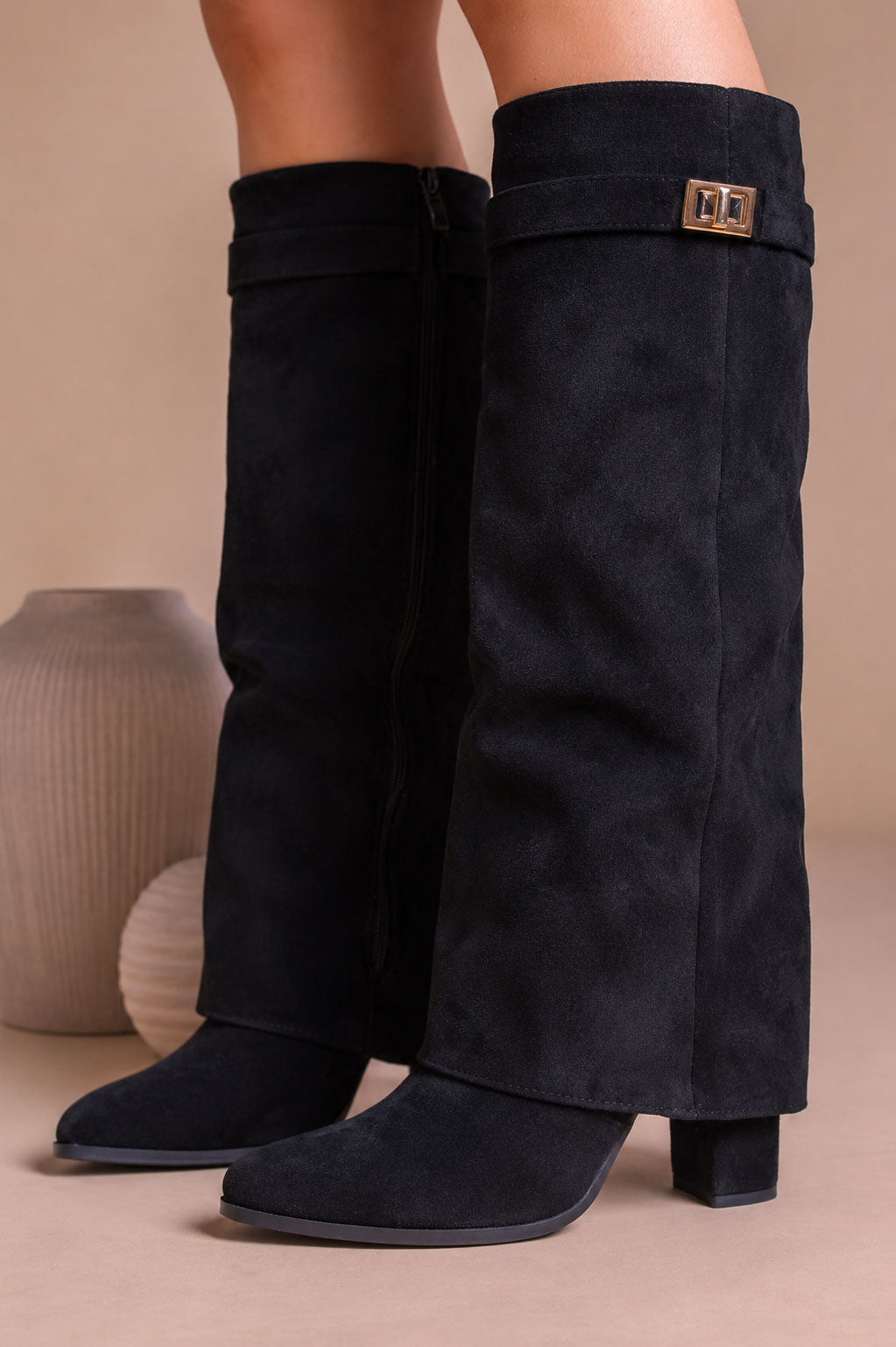 Fold Over Shark Boot - Nero