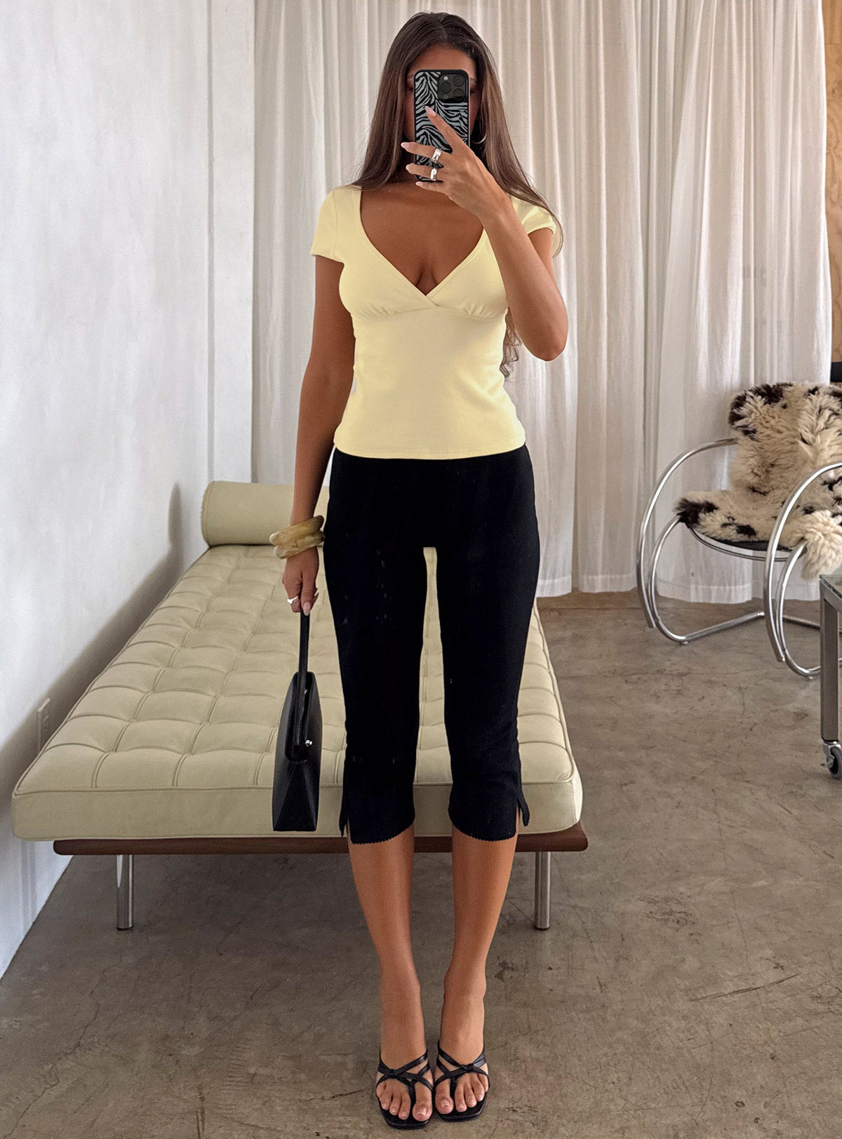 Baseline Rib Capri Pants - Nero