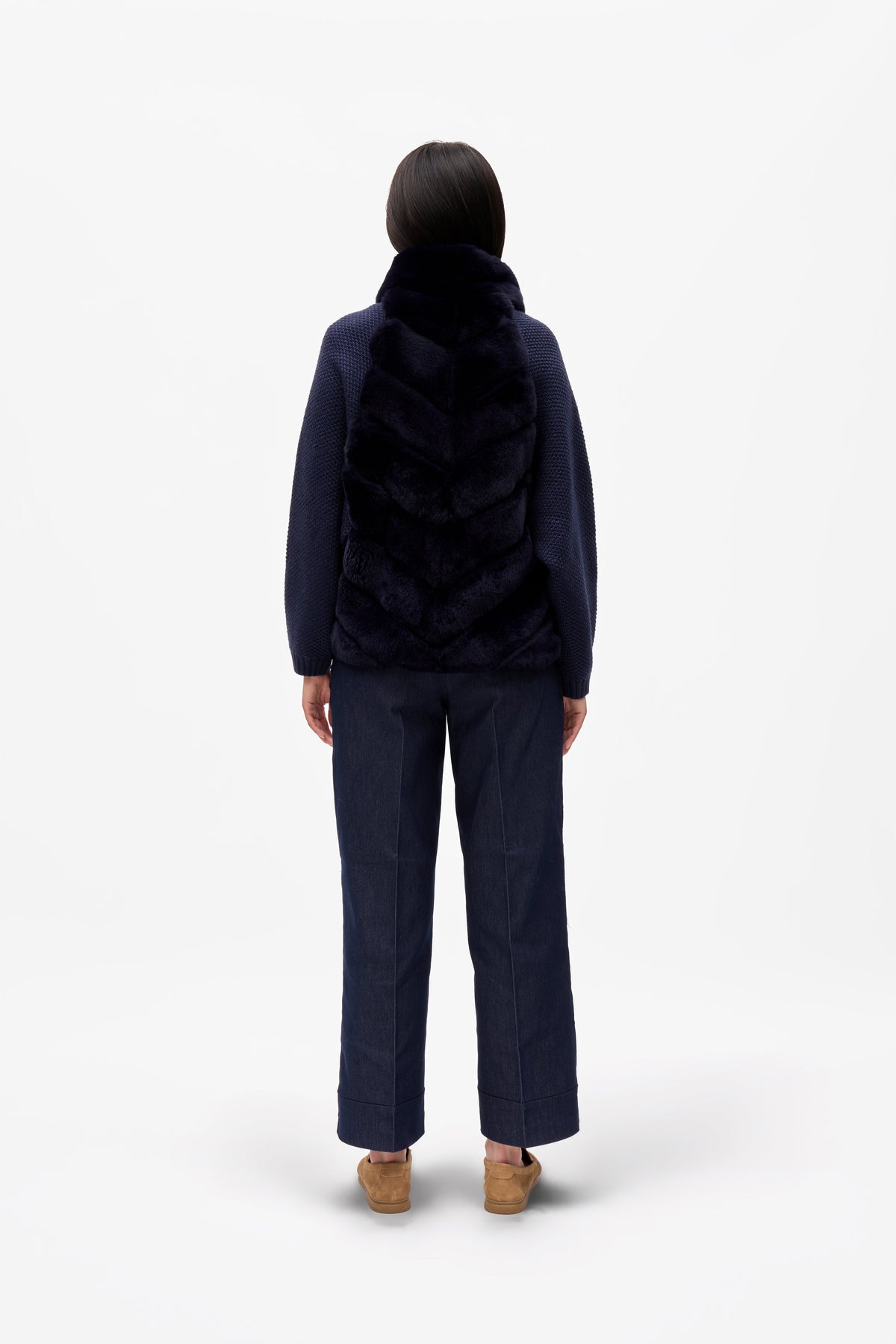 Milan Fur Panel Jacket - Blu Navy