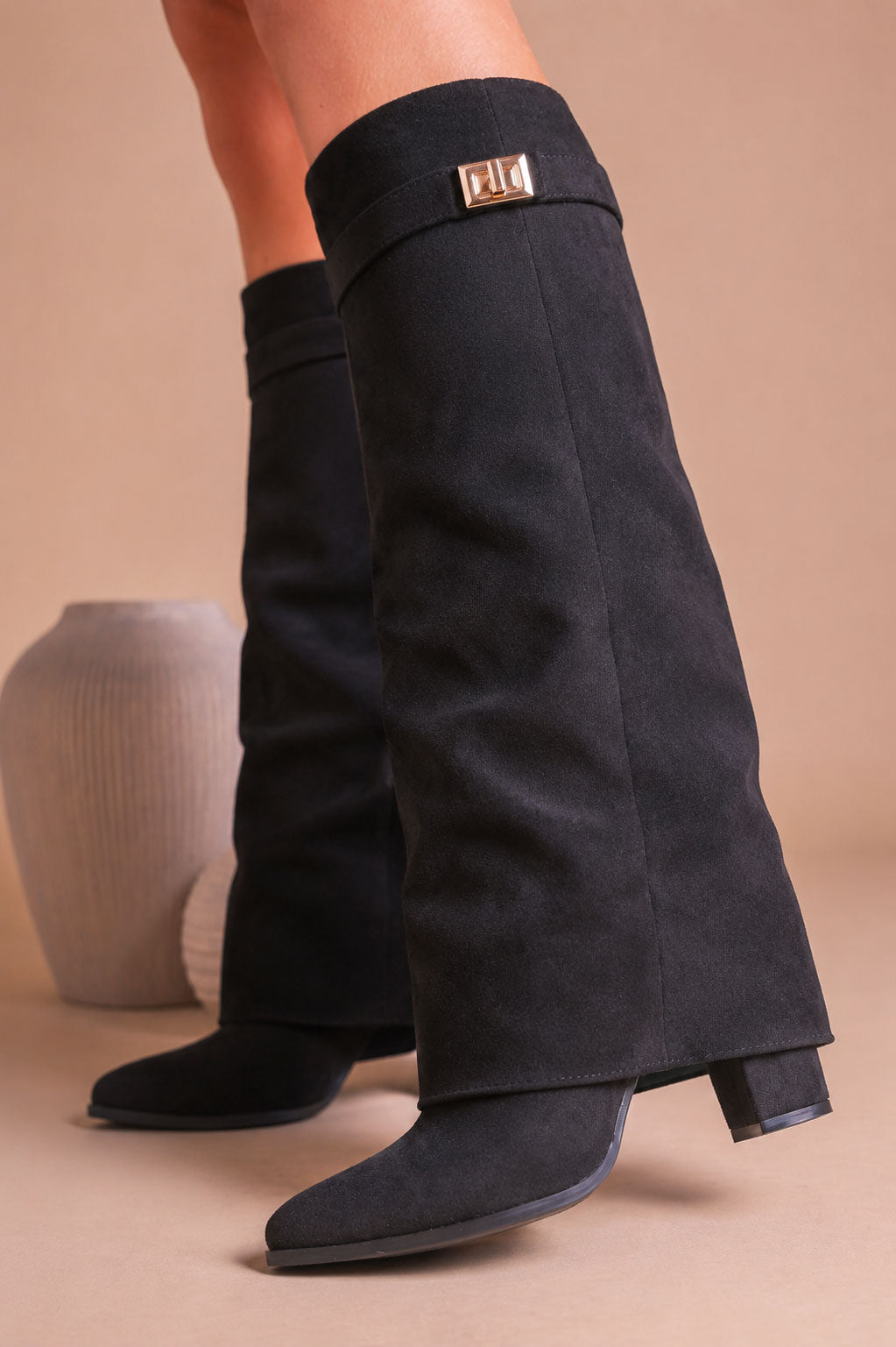 Fold Over Shark Boot - Nero