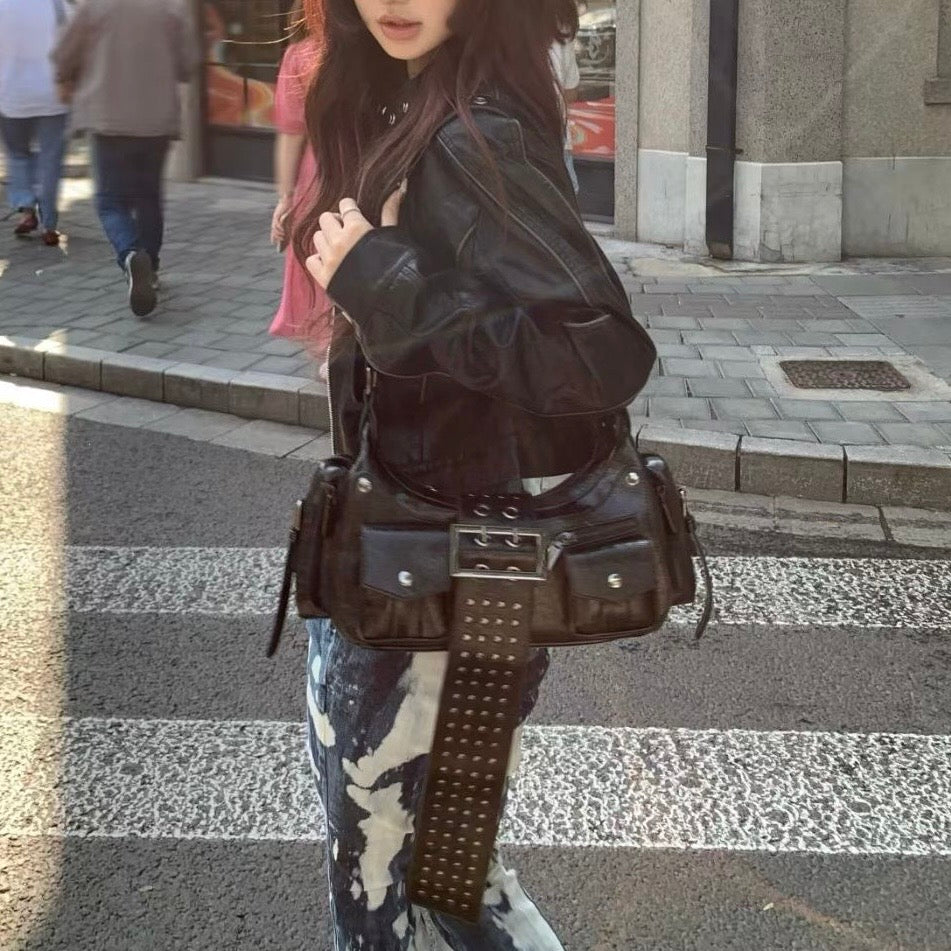 Delisa Borsa a Tracolla Borchiata - Nero