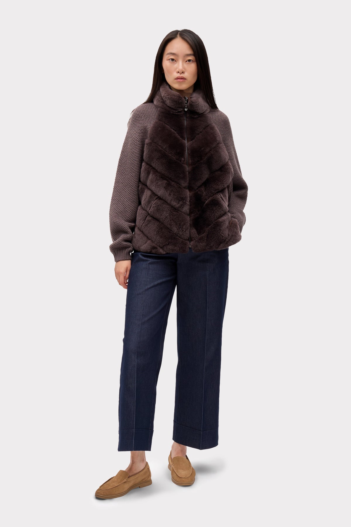 Milan Fur Panel Jacket - Uva