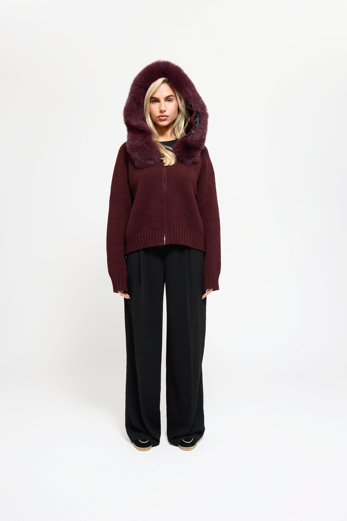 Cannes Zip Cardigan - Bordeaux