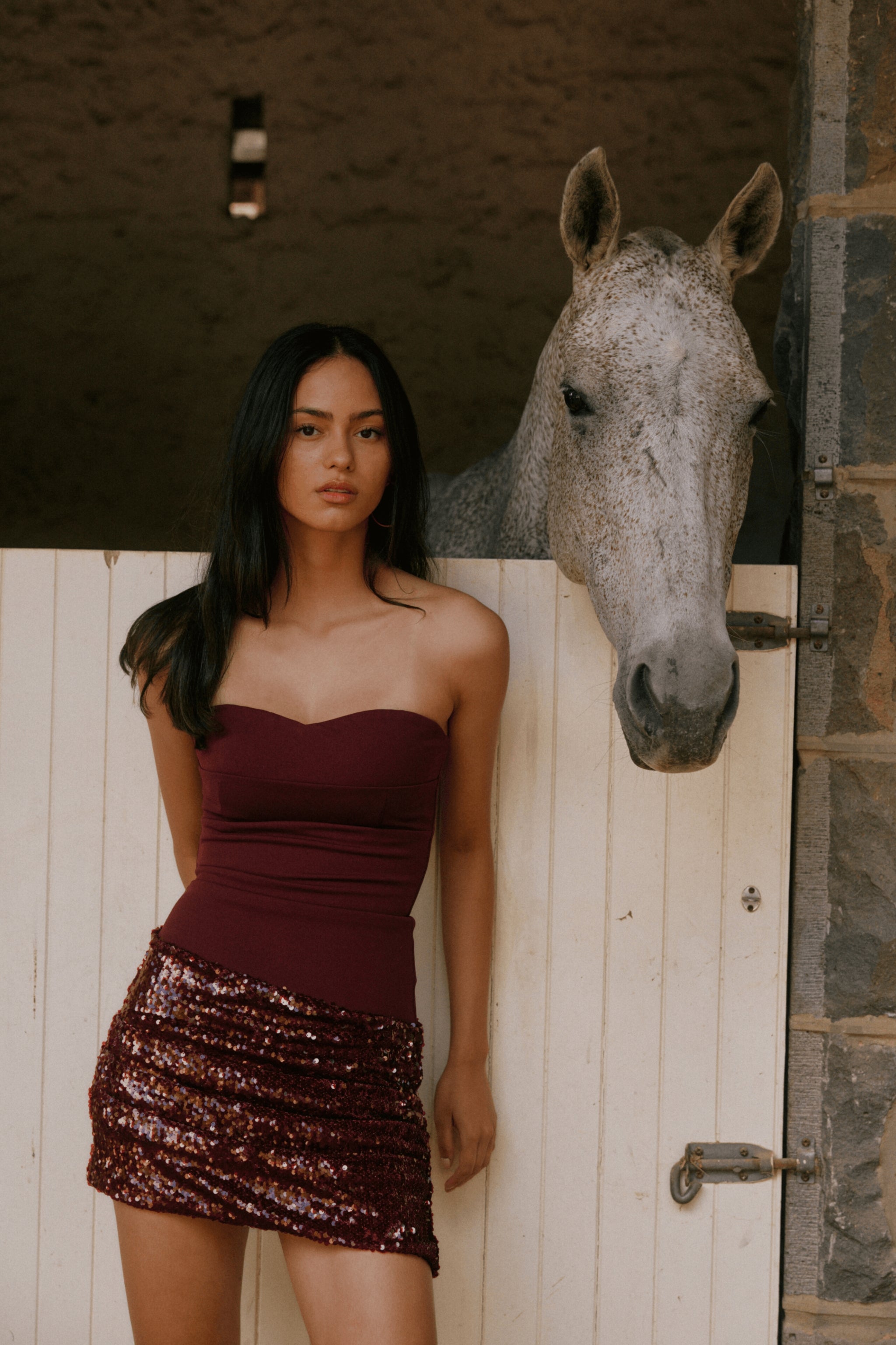 Anastasia Mini Dress - Bordeaux