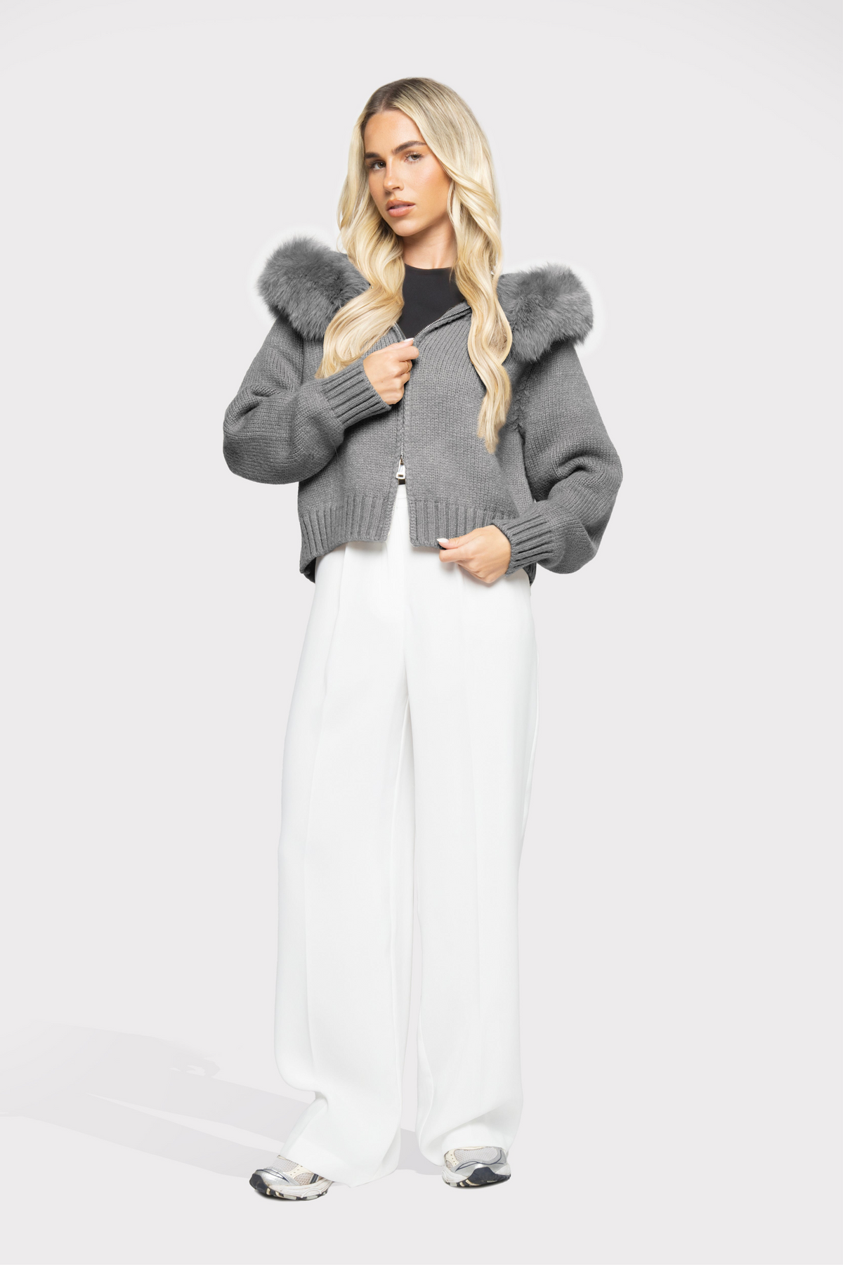 Cannes Zip Cardigan - Grigio