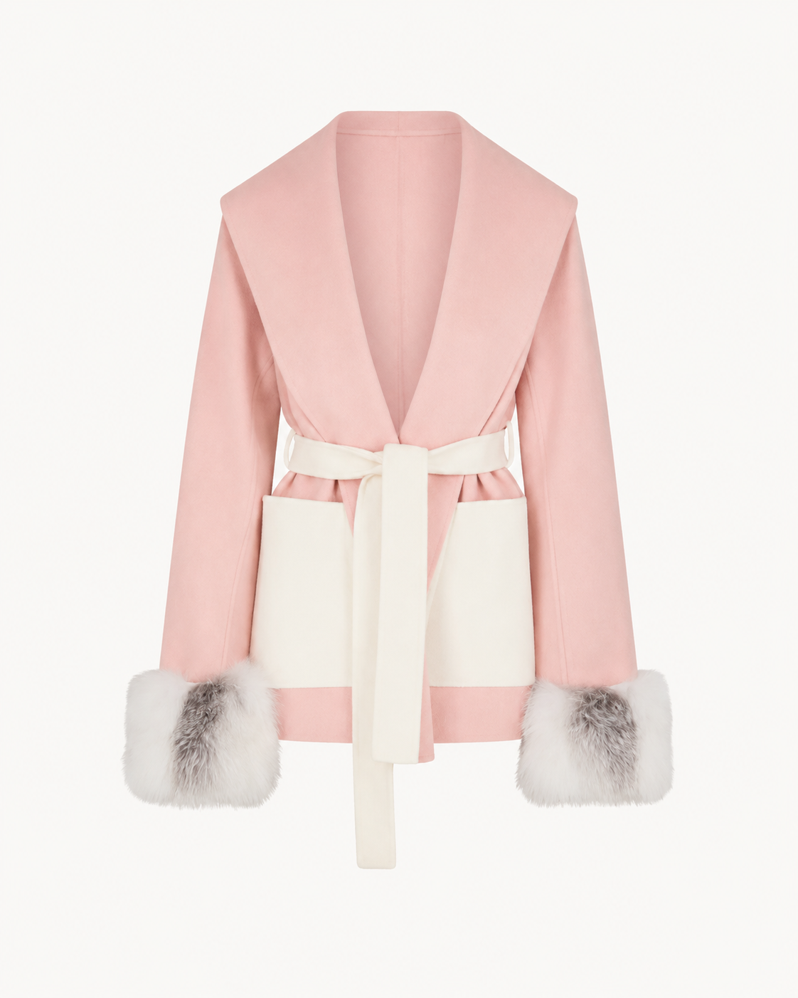 Belted Fur Cuff Coat