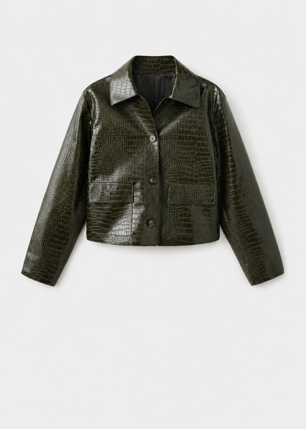 Croc-Effect Faux Leather Jacket