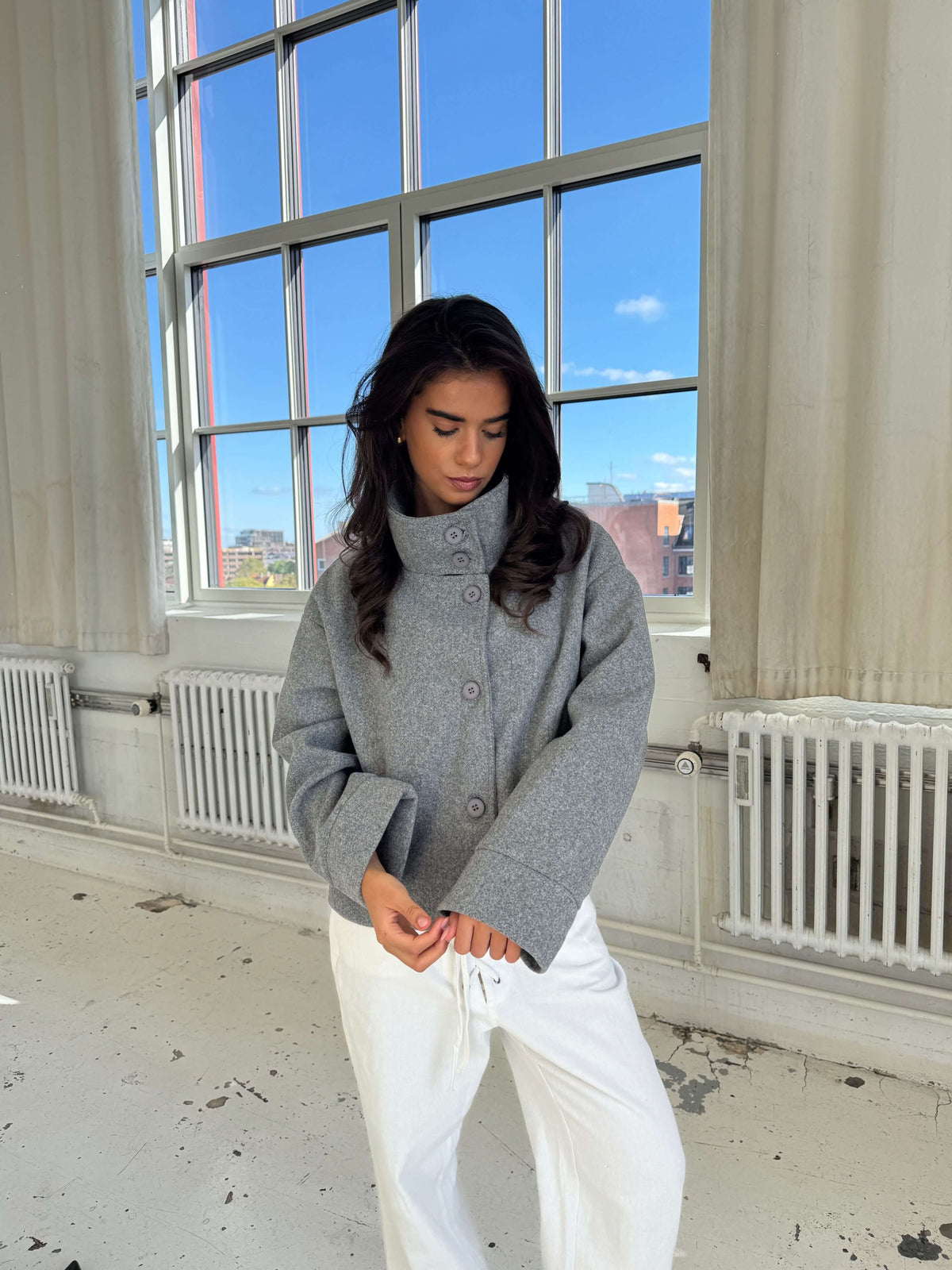 Clea High Neck Jacket - Grigio