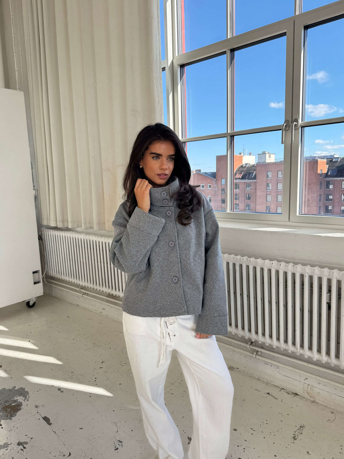 Clea High Neck Jacket - Grigio