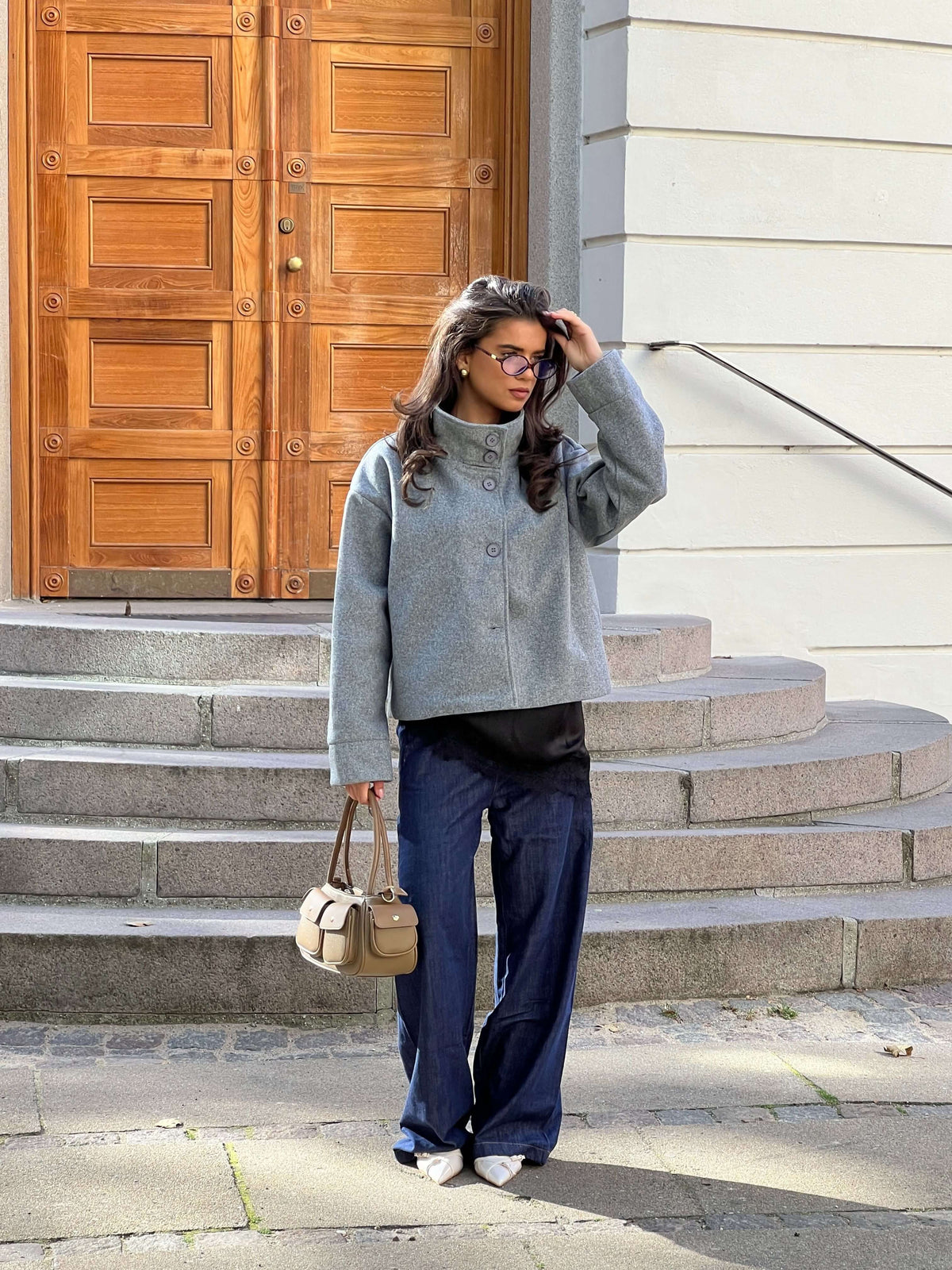 Clea High Neck Jacket - Grigio