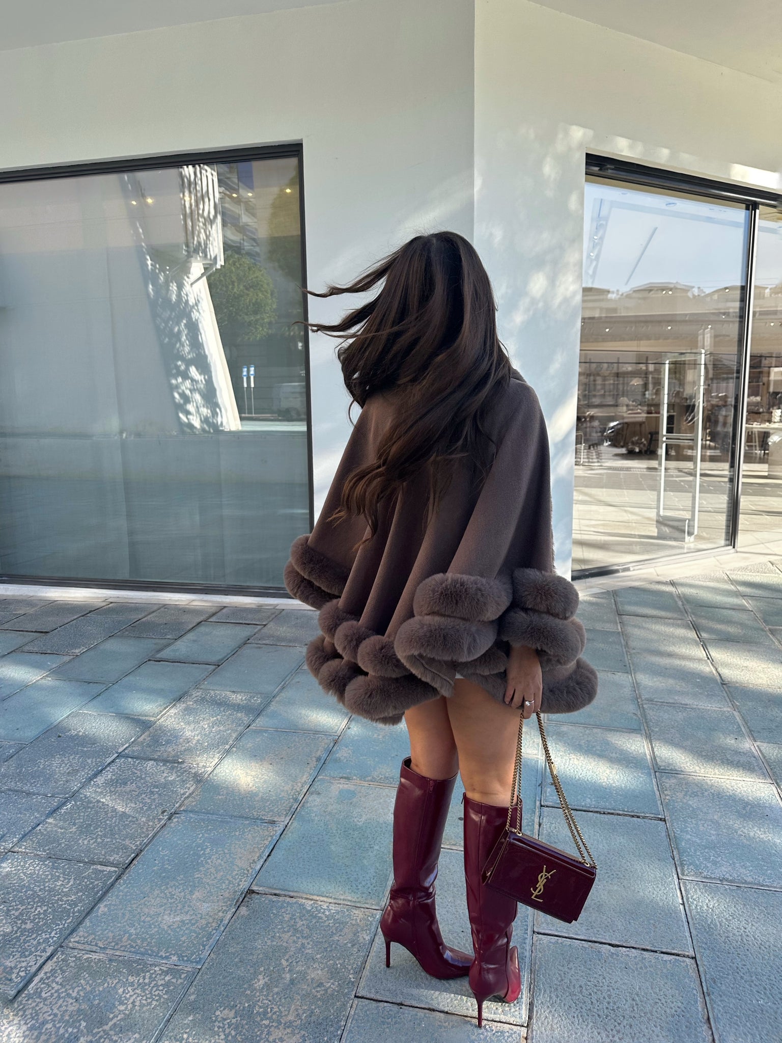 VIP Faux Fur Cape - Mocha