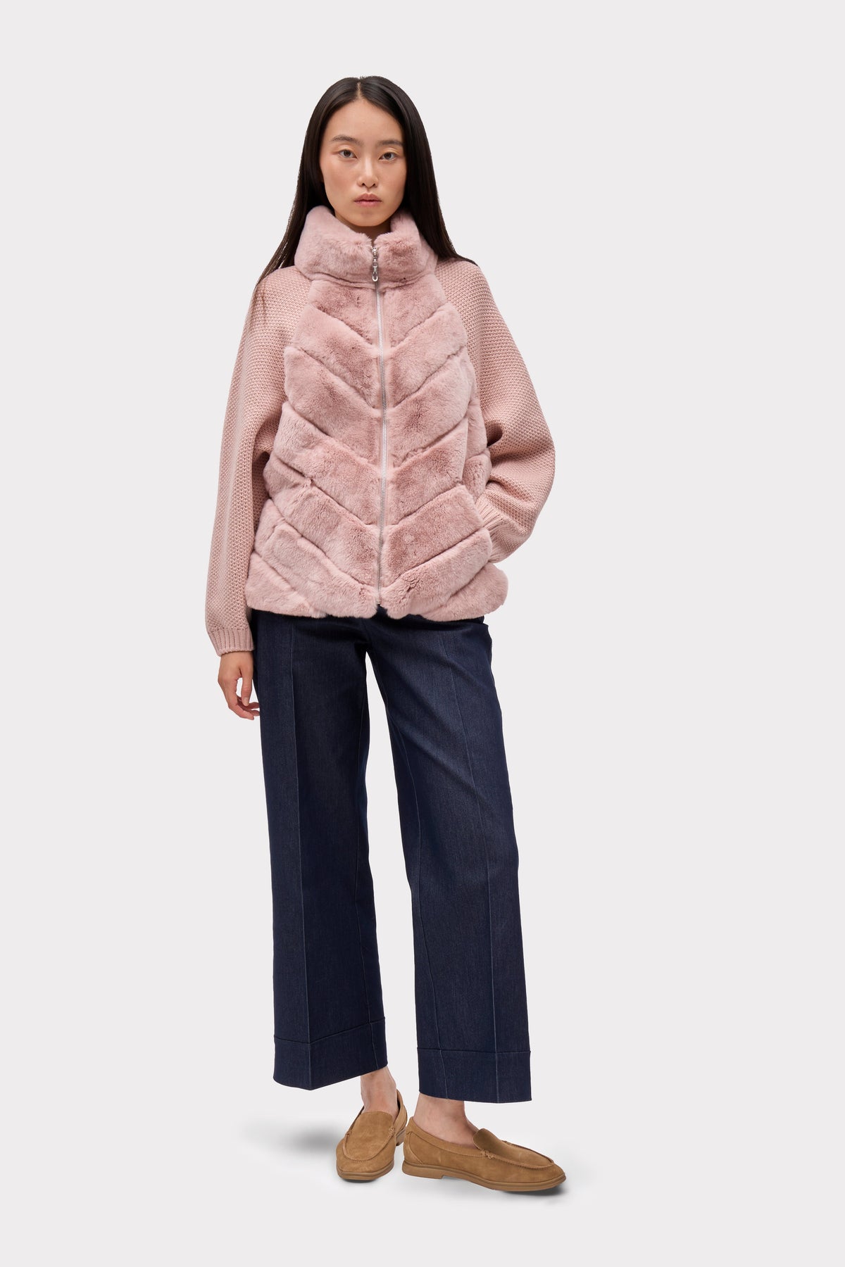 Milan Fur Panel Jacket - Rosa