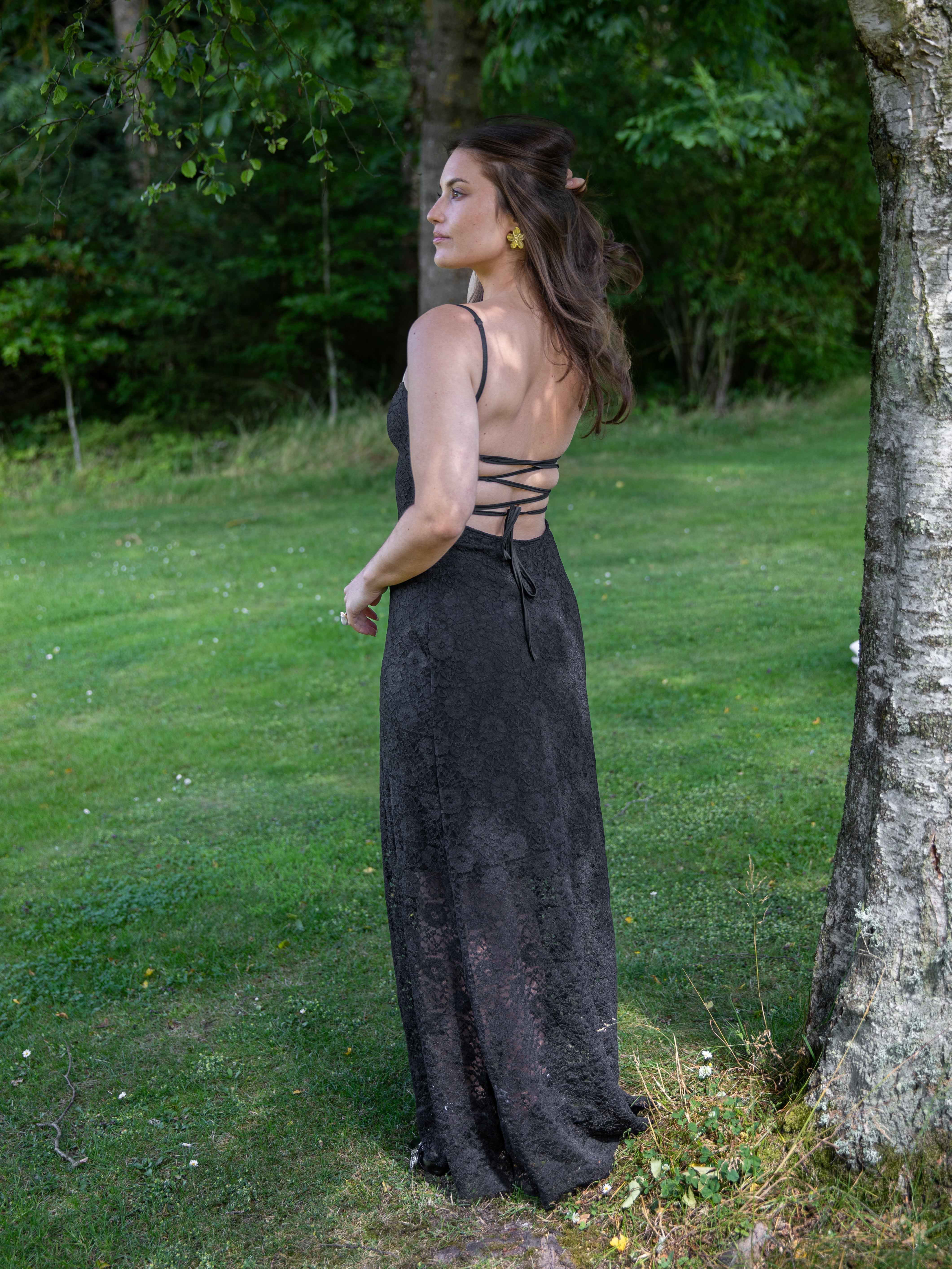 Oura maxi lace dress Nero