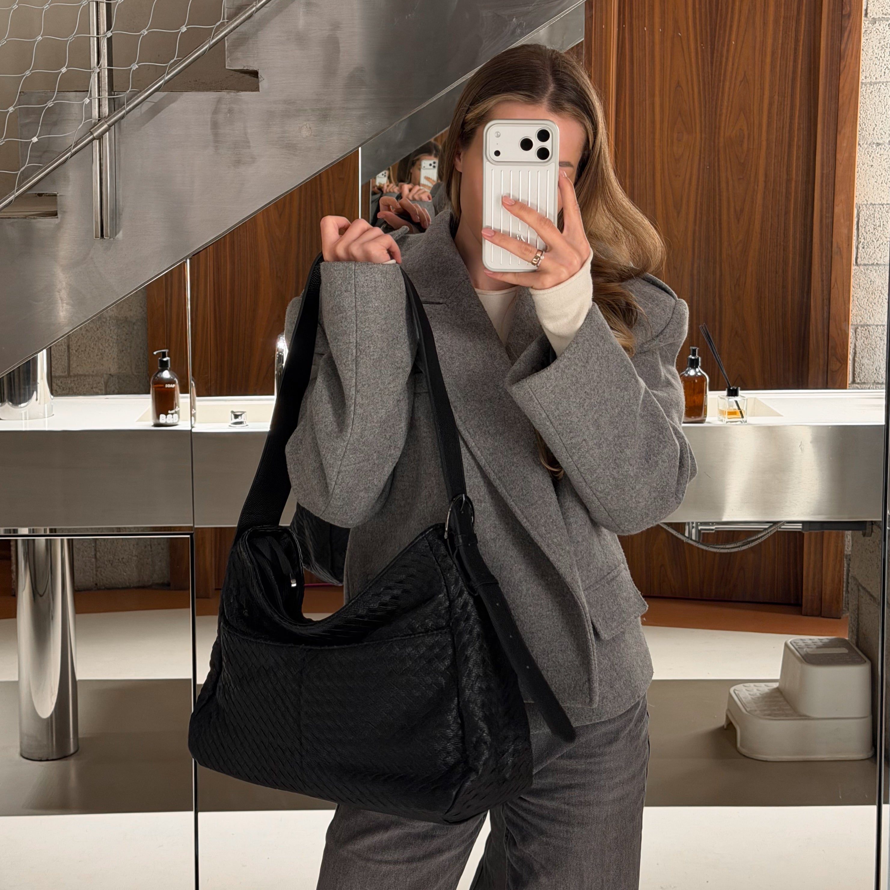 Selvora Borsa Oversize - Nero Intrecciato