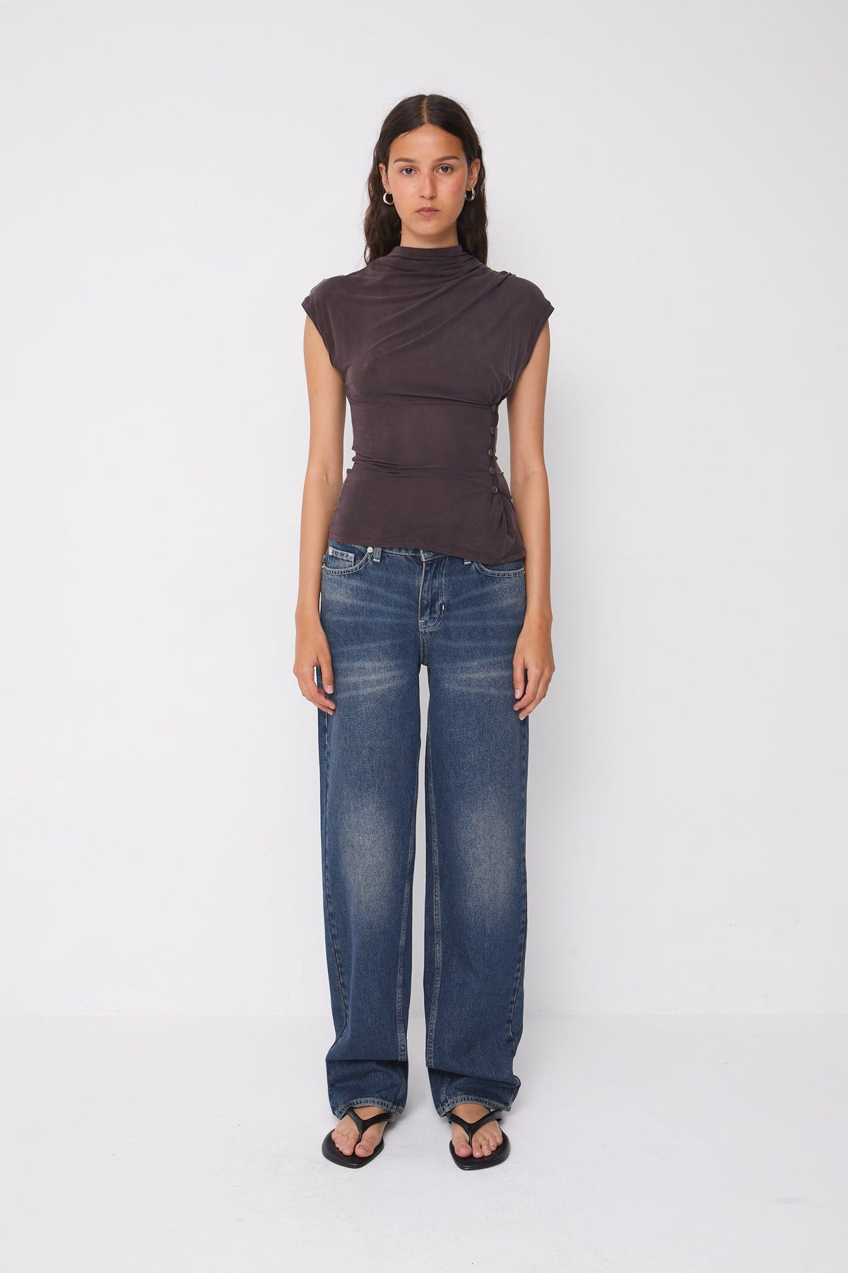 Kylie Button Top - Cioccolato