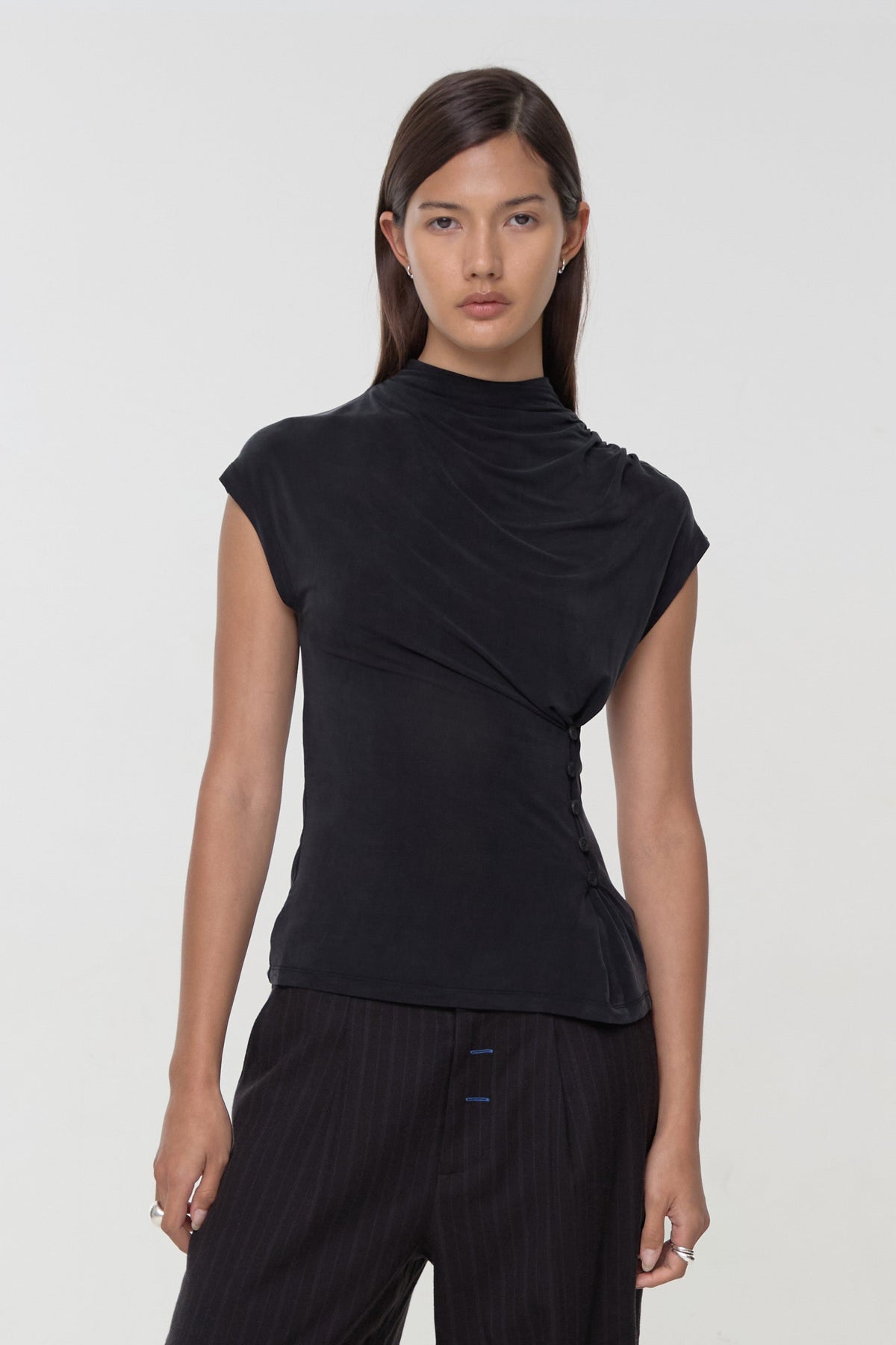 Kylie Button Top - Grafite
