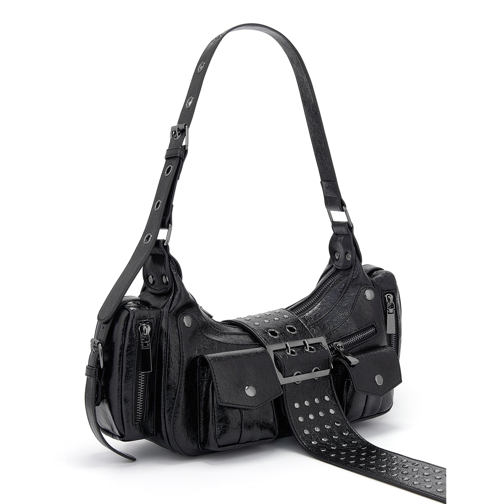 Delisa Borsa a Tracolla Borchiata - Nero