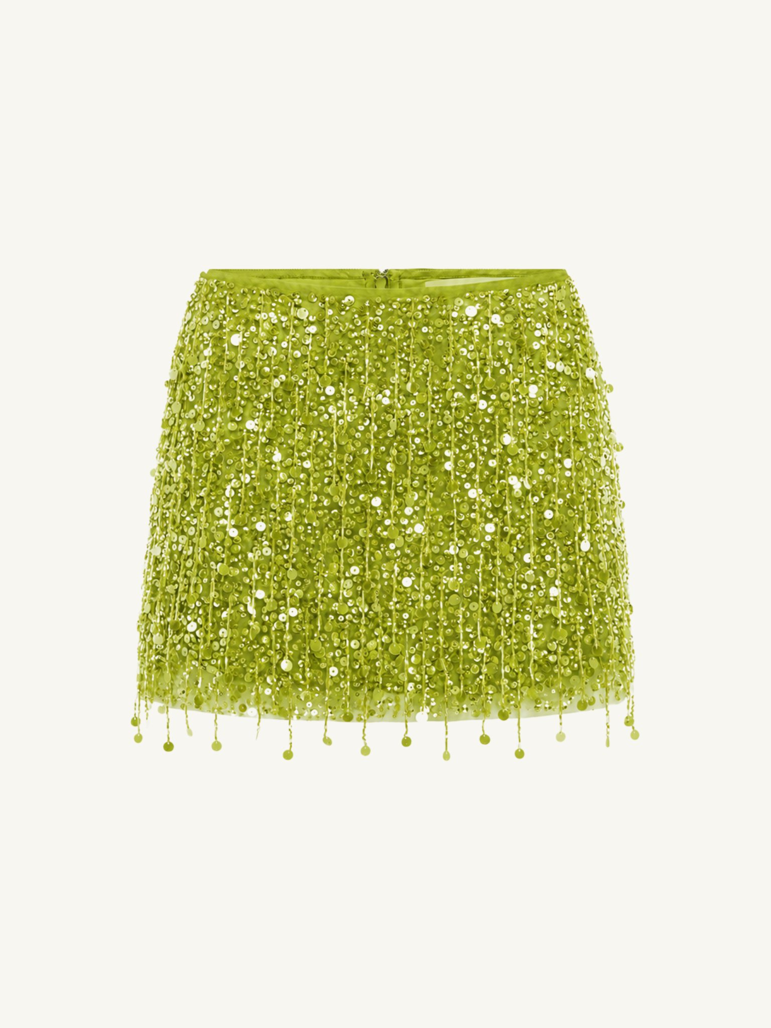 Yasmin Hand Beaded Mini Skirt - Verde Chartreuse