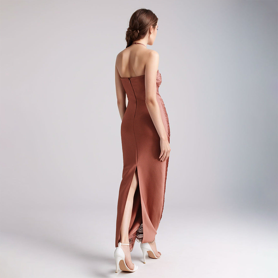 Seraphina Draped Fringe Maxi Gown