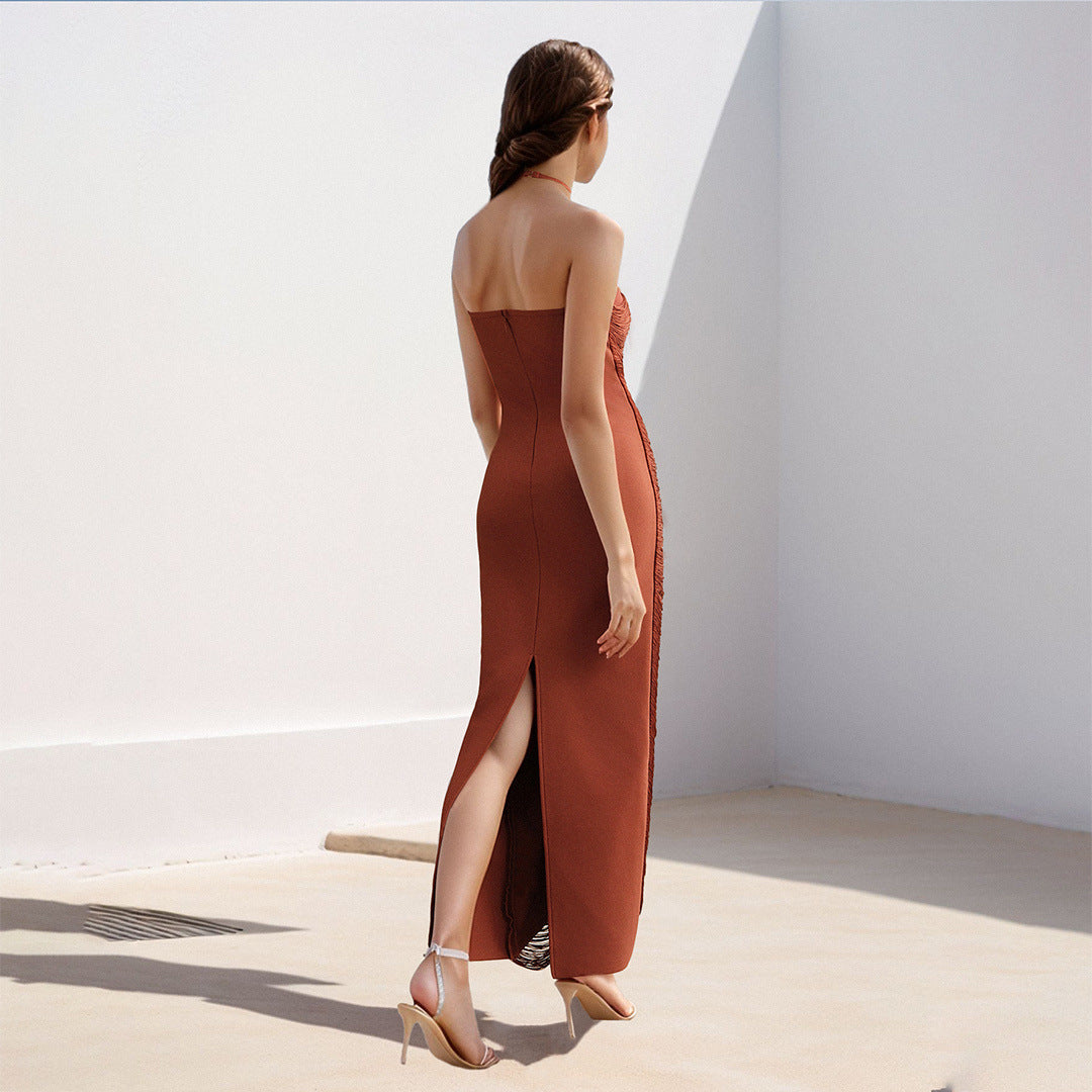 Seraphina Draped Fringe Maxi Gown