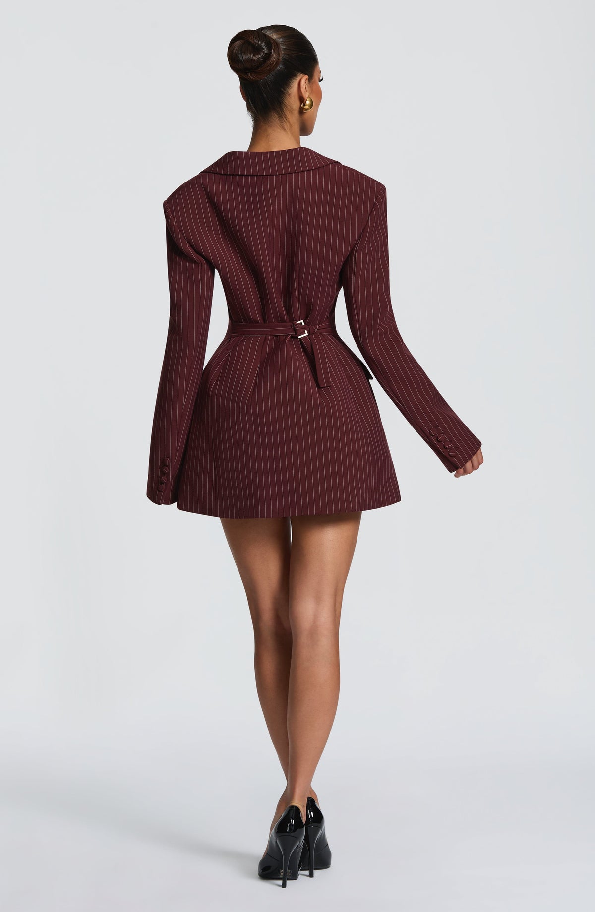 Elvira Mini Dress - Gessato Bordeaux