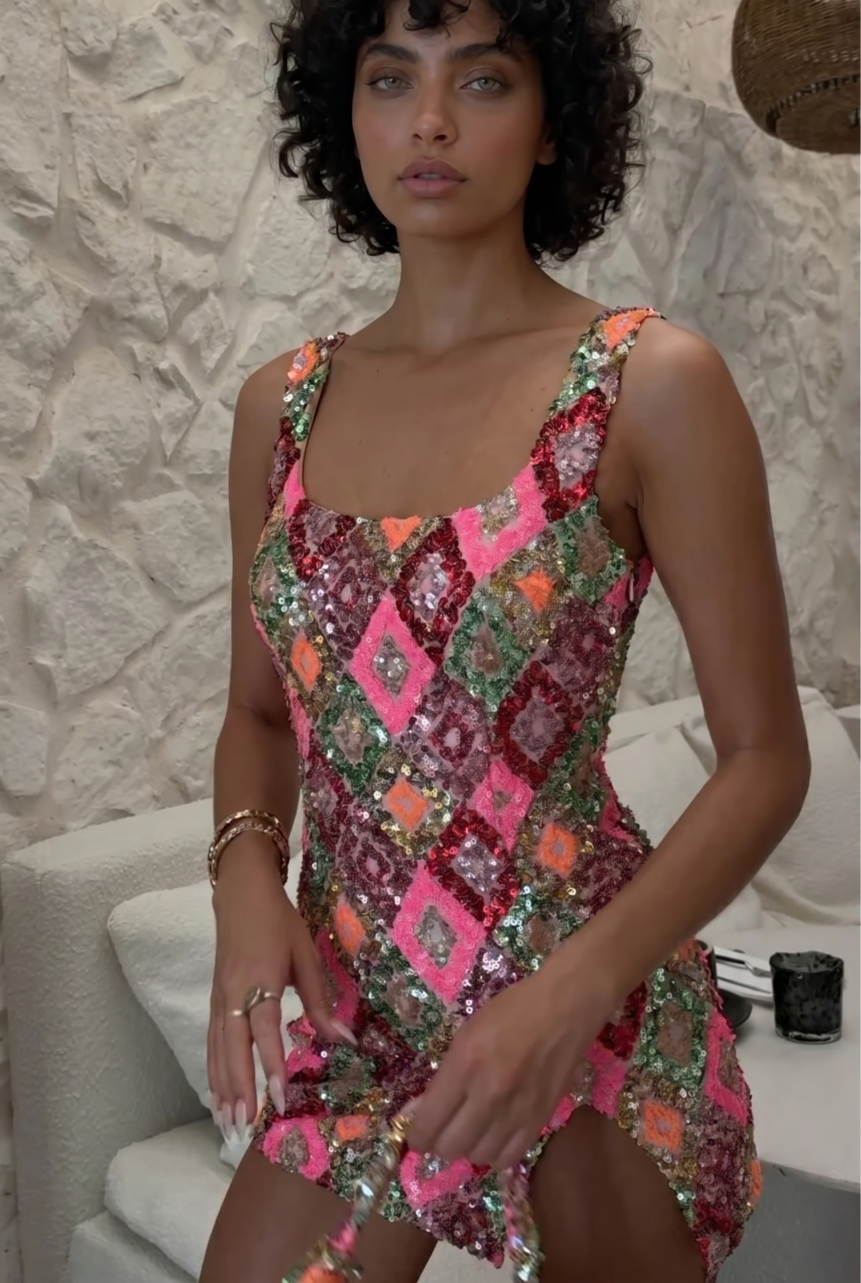 Ecurina Mini Dress - Rosa Verdastro