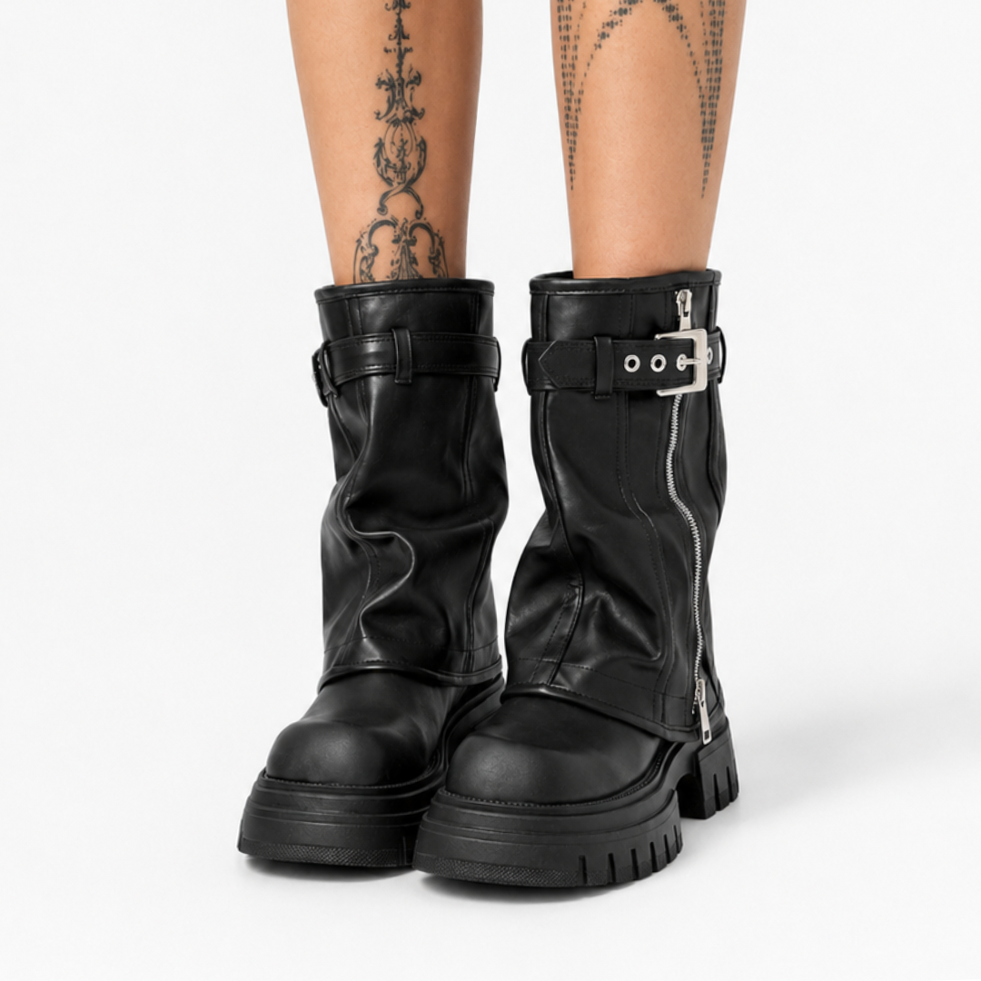 Marveena Stivale Platform con Risvolto