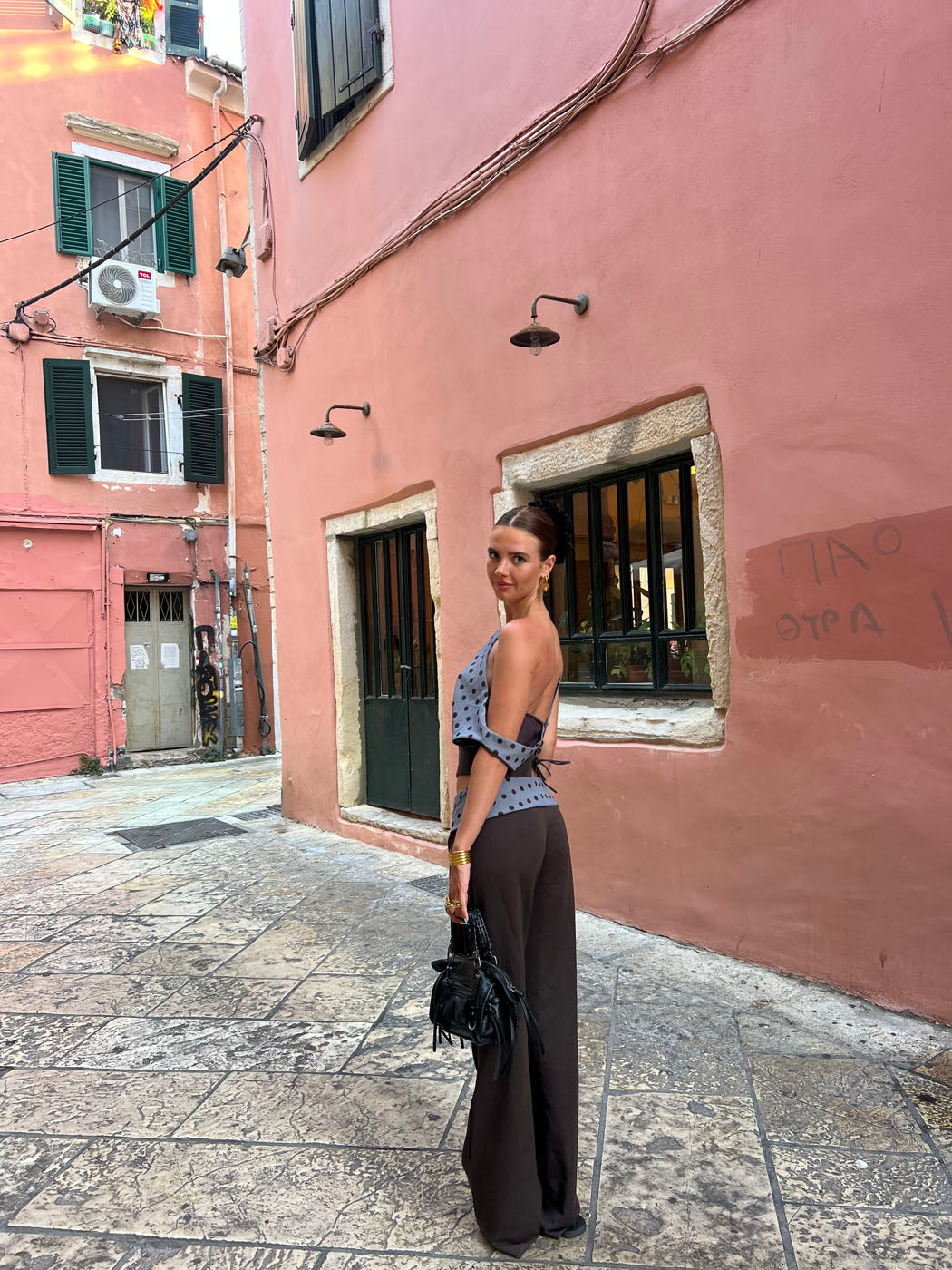 Kimmie Top a Pois - Marrone/Blu