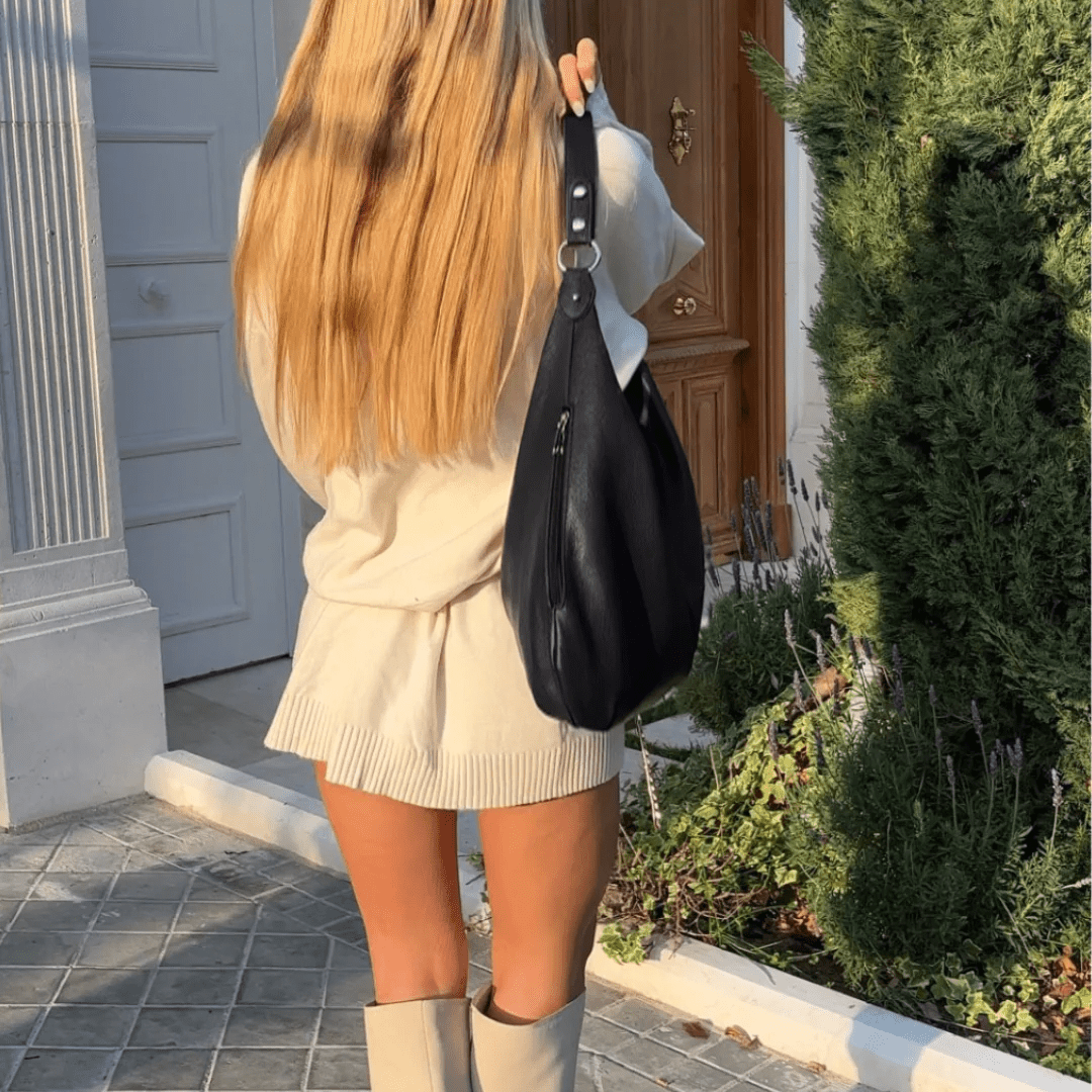 Cassie Borsa Rotonda Retro - Nero
